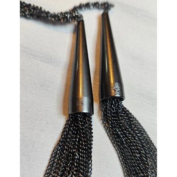 Kendra Scott Phara Lariat Necklace Gunmetal Tassel Multi Strand Long 48.5 Inch - Picture 5 of 7